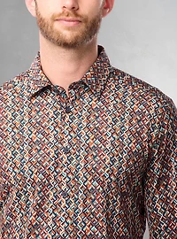 Chemise décontractée à manches longues en stretch pour hommes