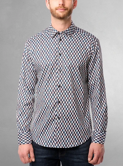 Chemise décontractée à manches longues en stretch pour hommes
