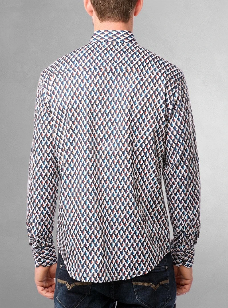 Chemise décontractée à manches longues en stretch pour hommes