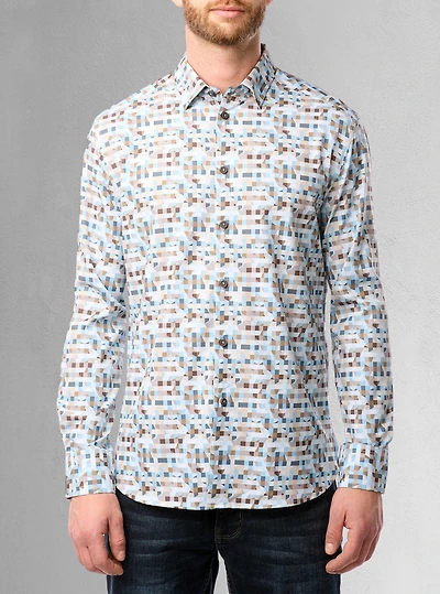 Chemise décontractée à manches longues en stretch pour hommes