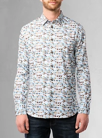 Chemise décontractée à manches longues en stretch pour hommes