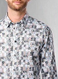 Chemise décontractée à manches longues en stretch pour hommes