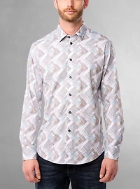 Chemise décontractée à manches longues en stretch pour hommes