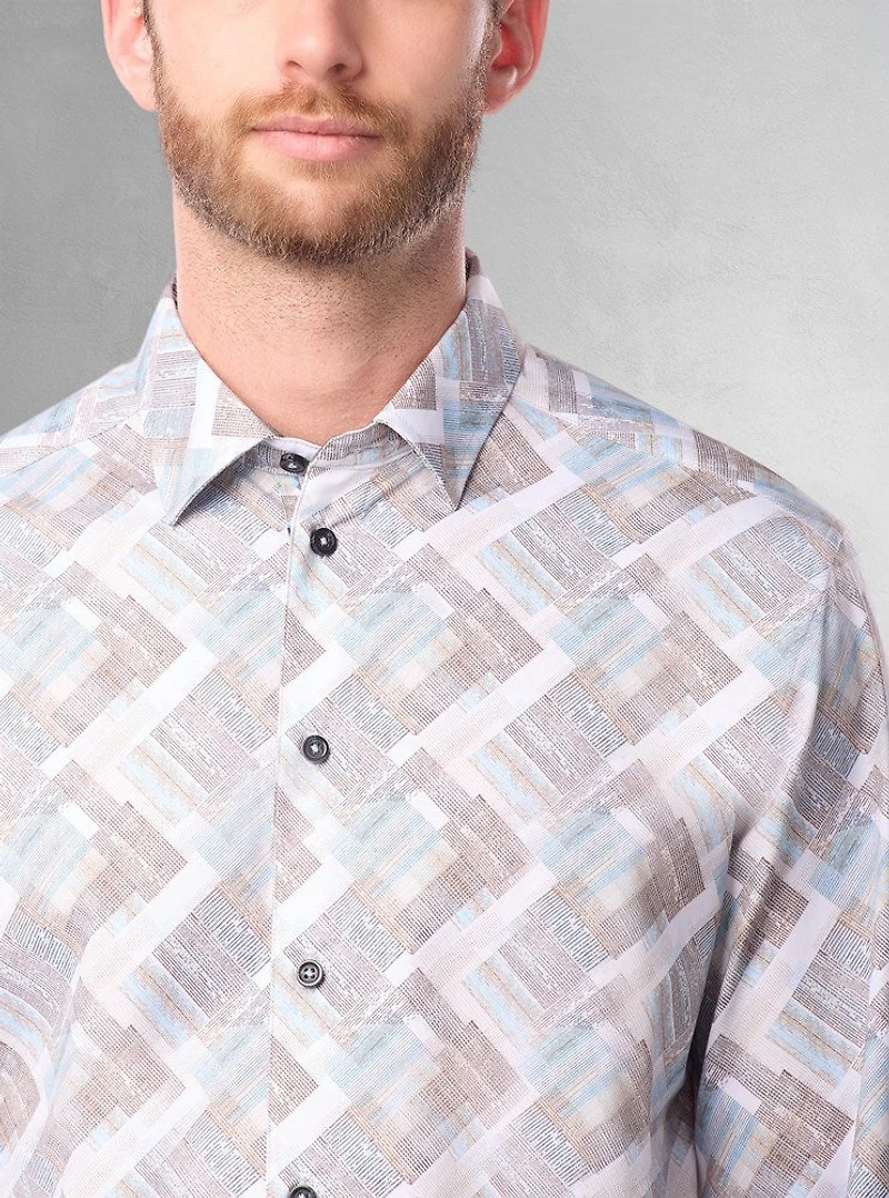 Chemise décontractée à manches longues en stretch pour hommes