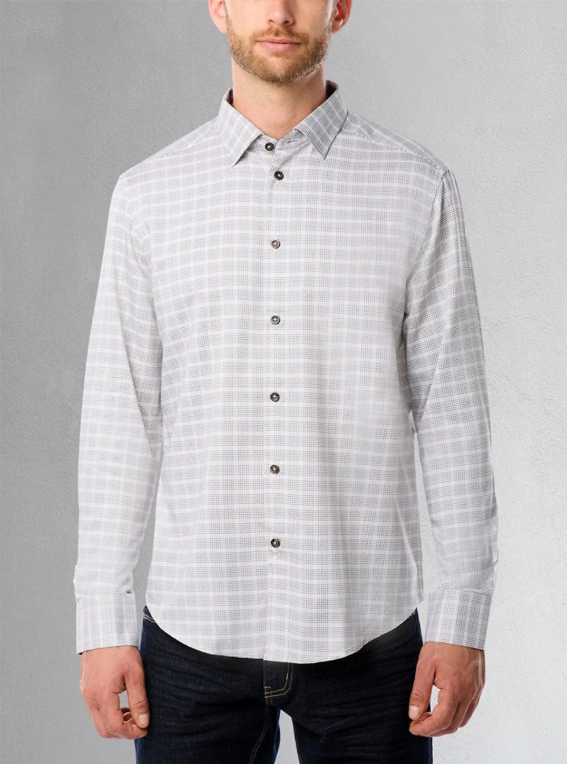 Chemise décontractée à manches longues en stretch pour hommes