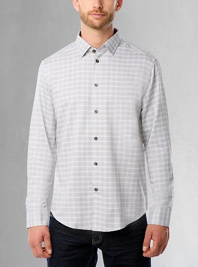 Chemise décontractée à manches longues en stretch pour hommes