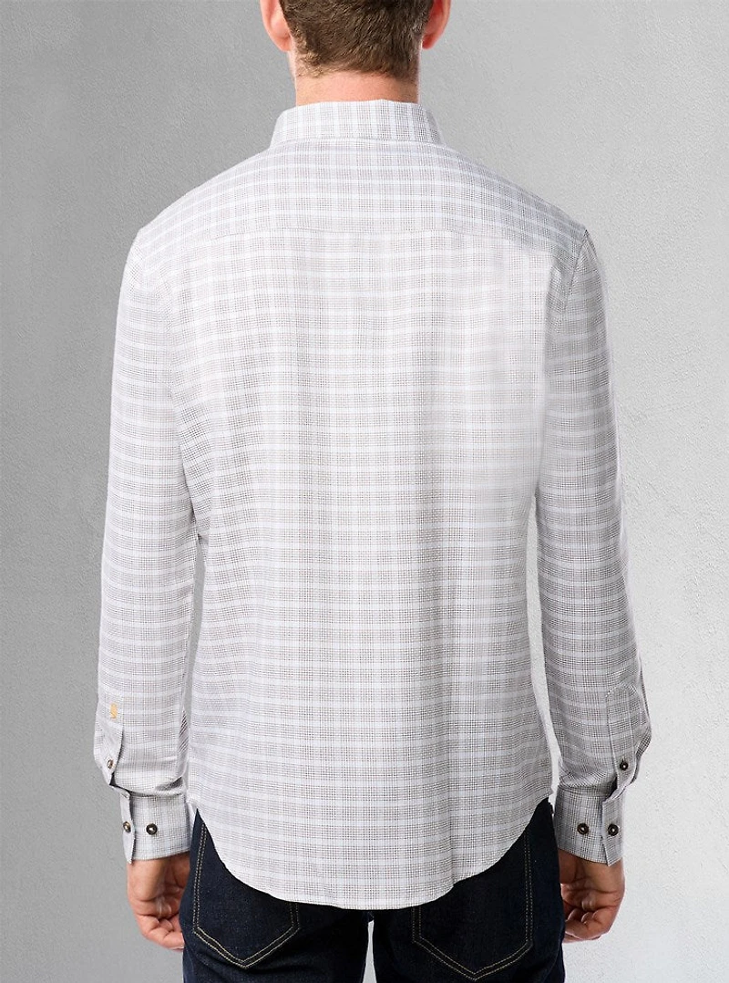 Chemise décontractée à manches longues en stretch pour hommes