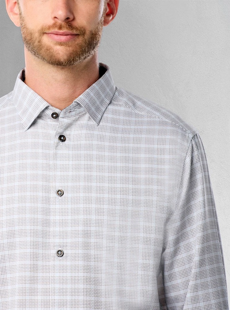 Chemise décontractée à manches longues en stretch pour hommes