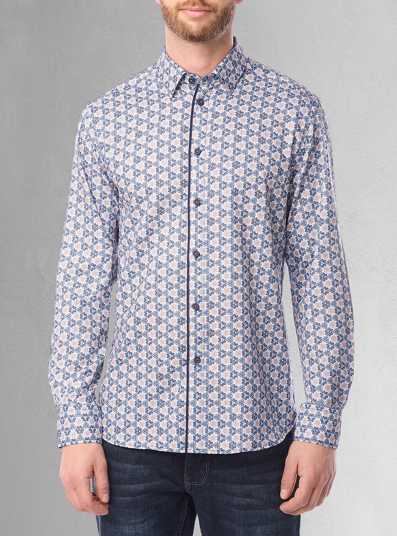 Chemise décontractée à manches longues en stretch pour hommes