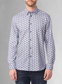 Chemise décontractée à manches longues en stretch pour hommes