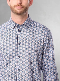 Chemise décontractée à manches longues en stretch pour hommes