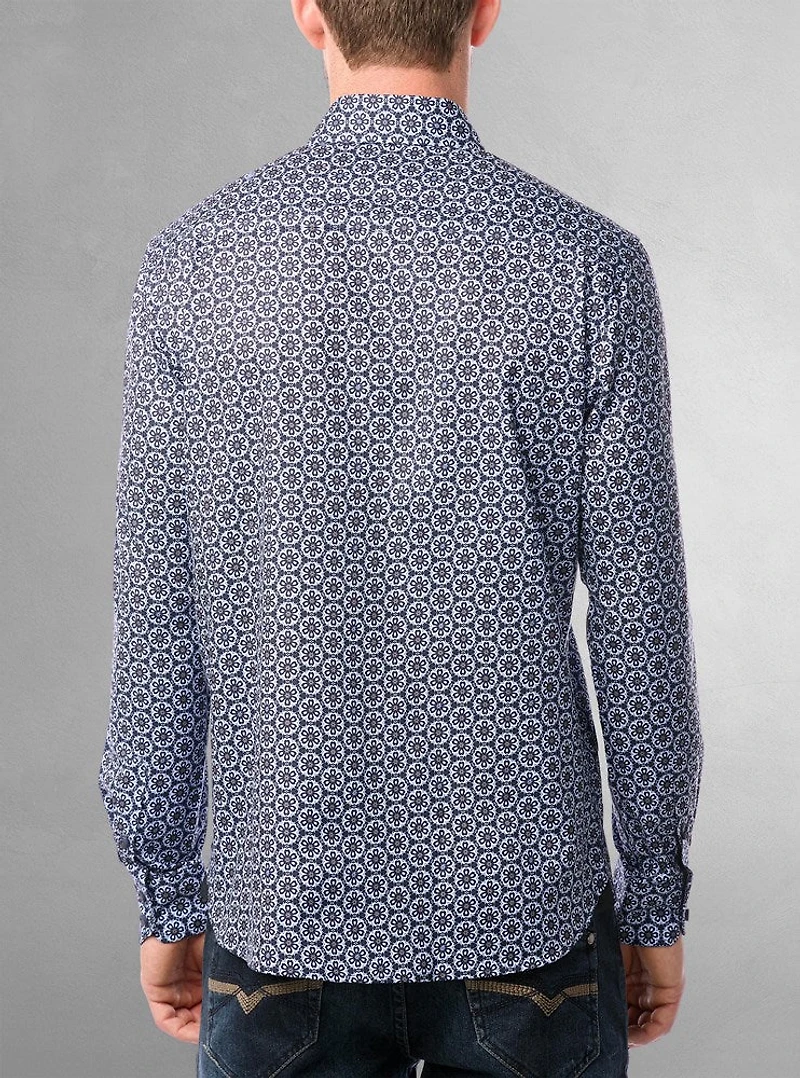 Chemise décontractée à manches longues en stretch pour hommes
