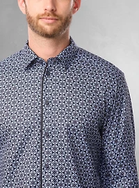 Chemise décontractée à manches longues en stretch pour hommes