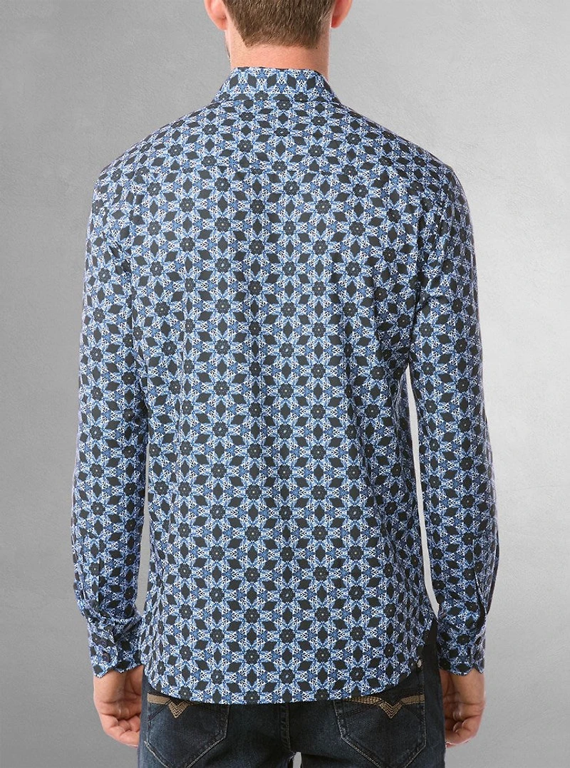 Chemise décontractée à manches longues en stretch pour hommes