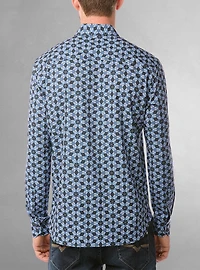Chemise décontractée à manches longues en stretch pour hommes