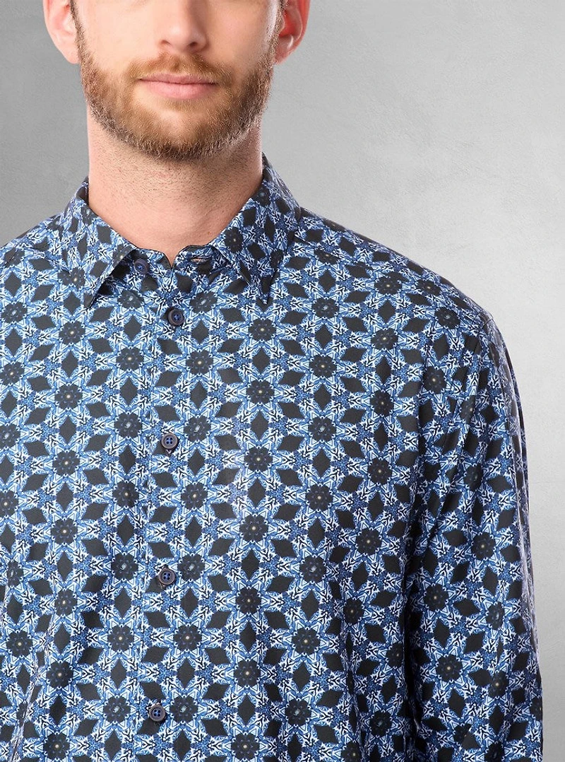 Chemise décontractée à manches longues en stretch pour hommes
