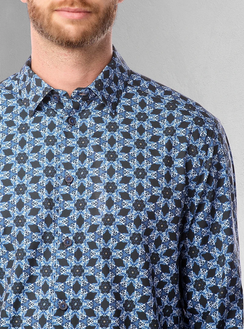 Chemise décontractée à manches longues en stretch pour hommes