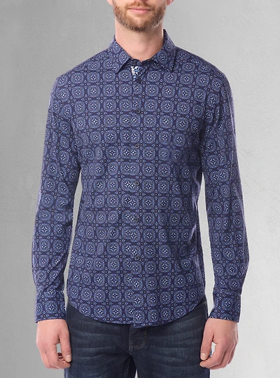 Chemise décontractée à manches longues en stretch pour hommes