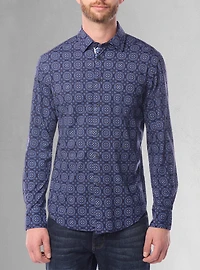 Chemise décontractée à manches longues en stretch pour hommes