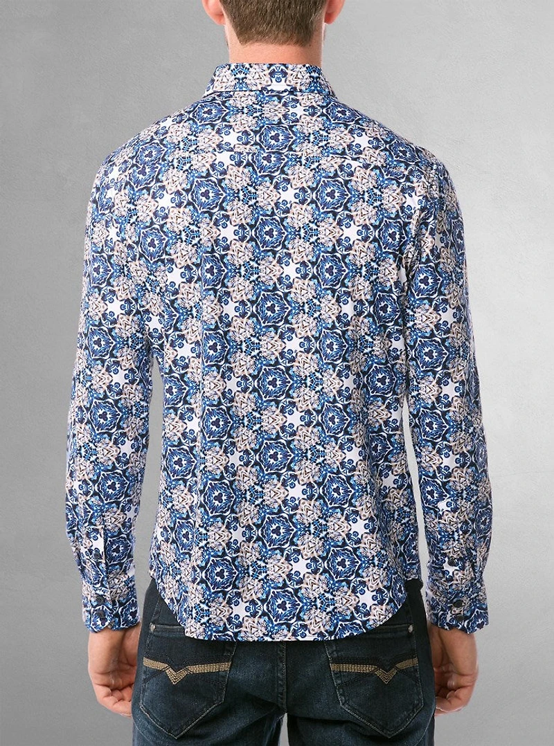 Chemise décontractée à manches longues en stretch pour hommes