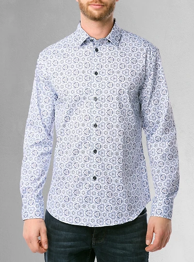 Chemise décontractée à manches longues en stretch pour hommes