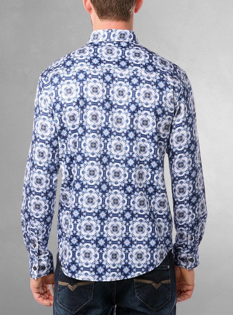 Chemise décontractée à manches longues en stretch pour hommes
