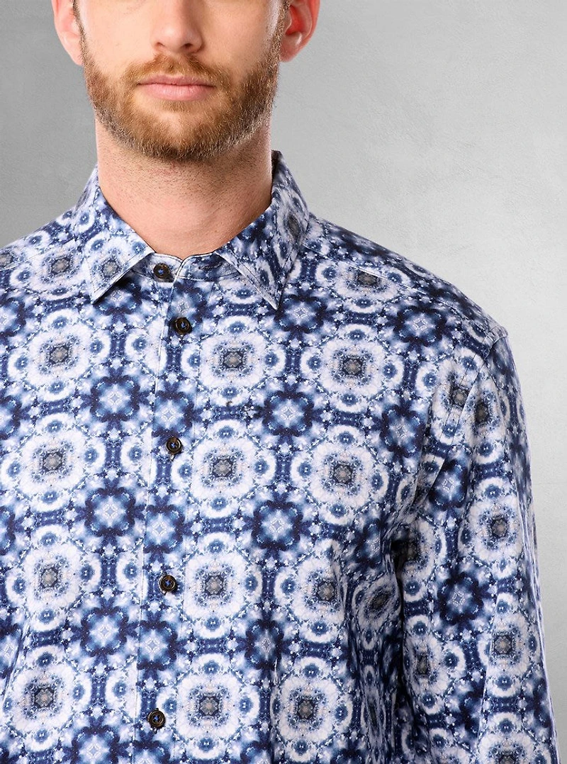 Chemise décontractée à manches longues en stretch pour hommes