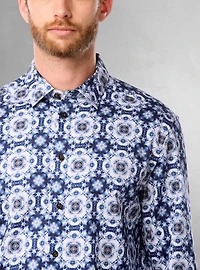 Chemise décontractée à manches longues en stretch pour hommes