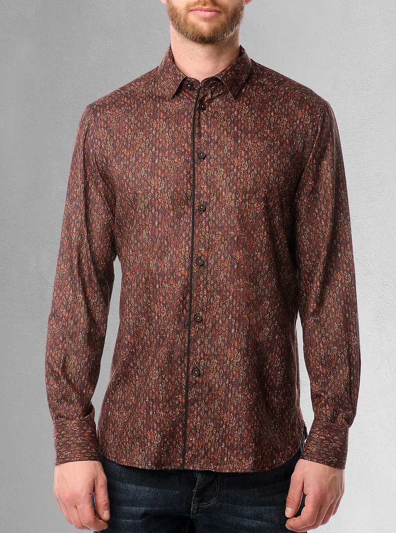 Chemise décontractée à manches longues en stretch pour hommes