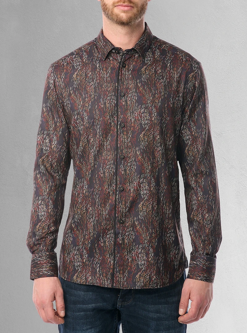 Chemise décontractée à manches longues en stretch pour hommes