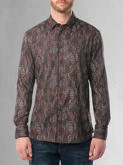 Chemise décontractée à manches longues en stretch pour hommes