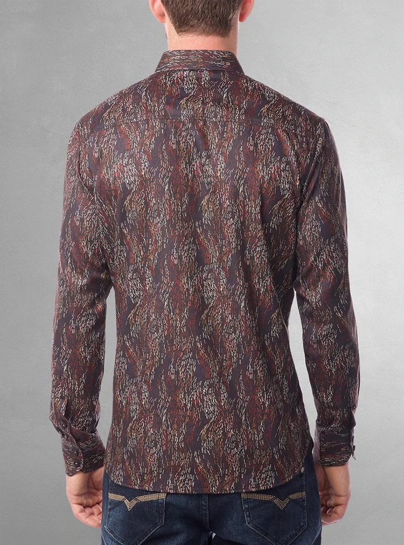 Chemise décontractée à manches longues en stretch pour hommes