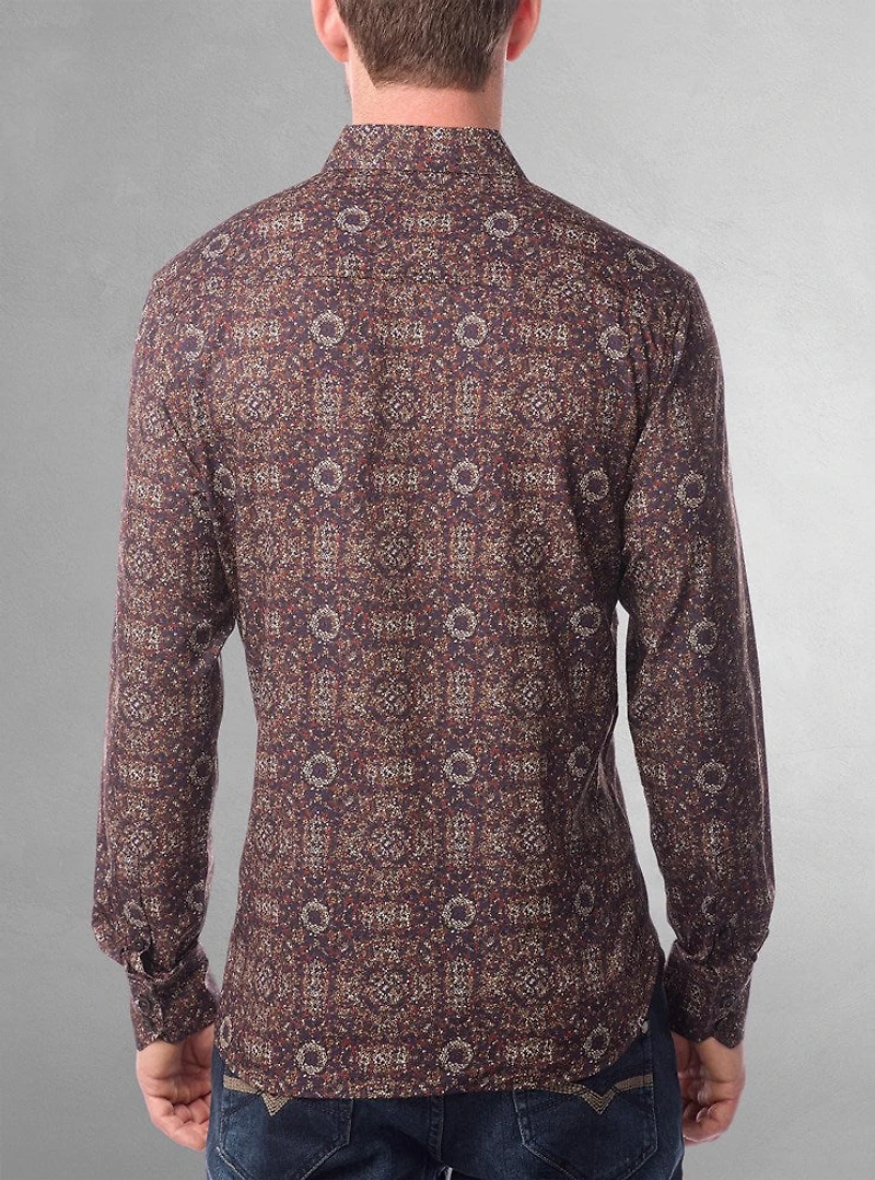 Chemise décontractée à manches longues en stretch pour hommes