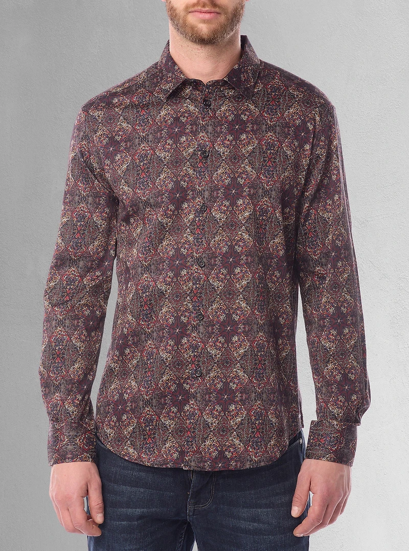 Chemise décontractée à manches longues en stretch pour hommes