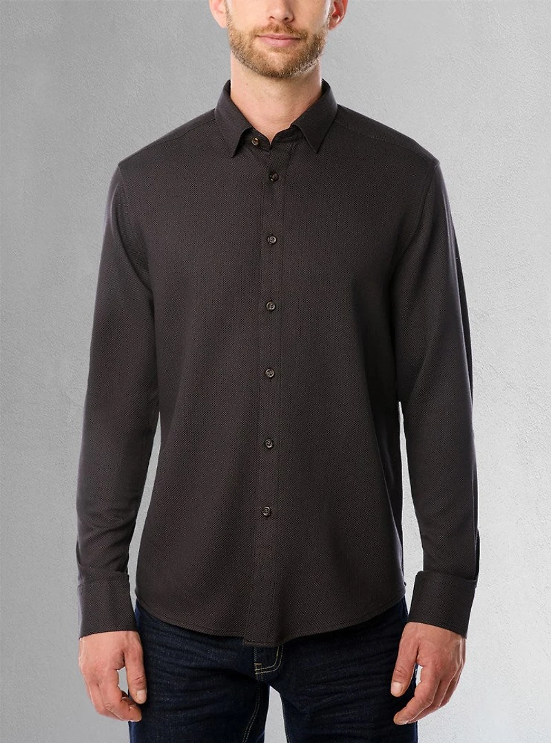 Chemise décontractée à manches longues en stretch pour hommes