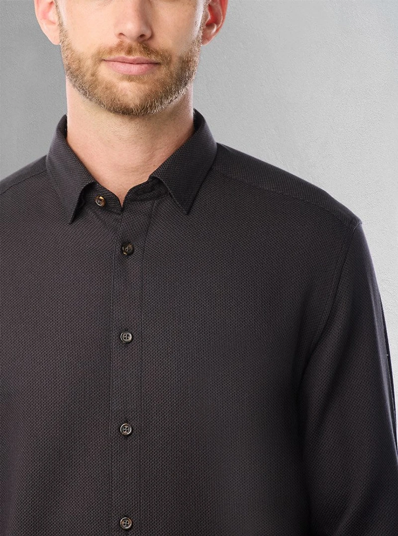 Chemise décontractée à manches longues en stretch pour hommes