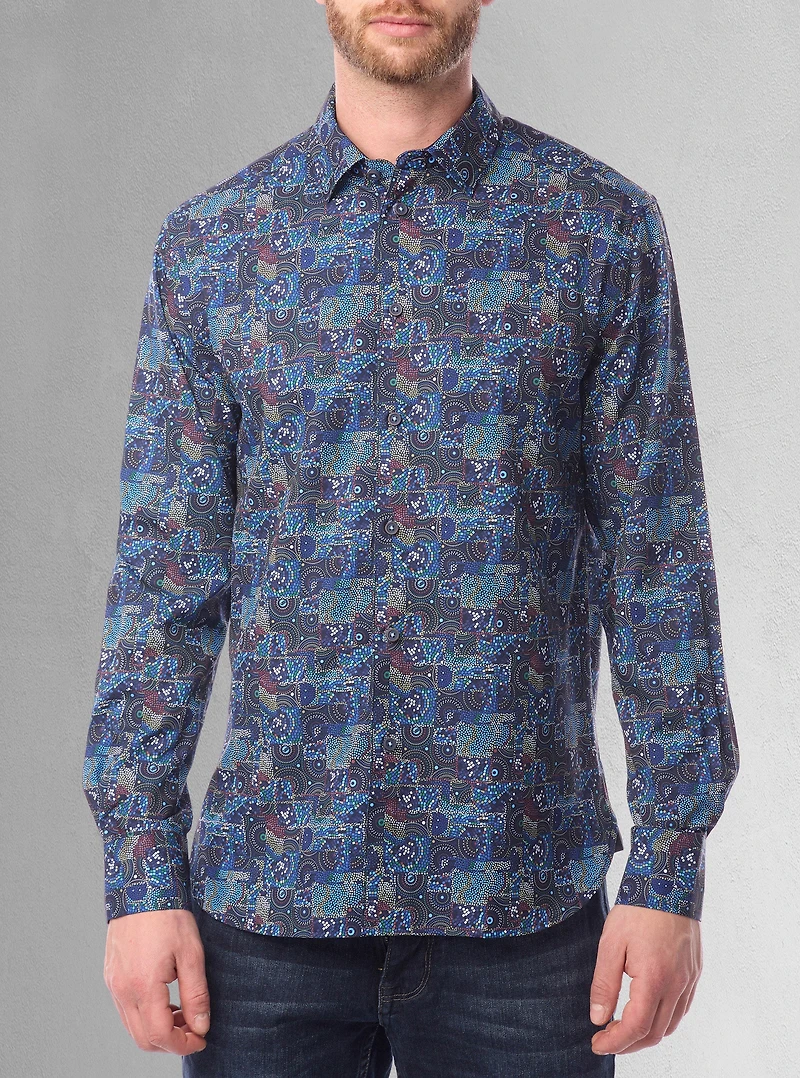 Chemise décontractée à manches longues en stretch pour hommes