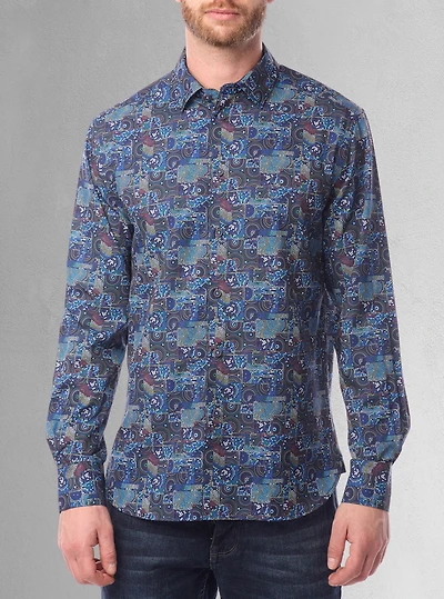 Chemise décontractée à manches longues en stretch pour hommes