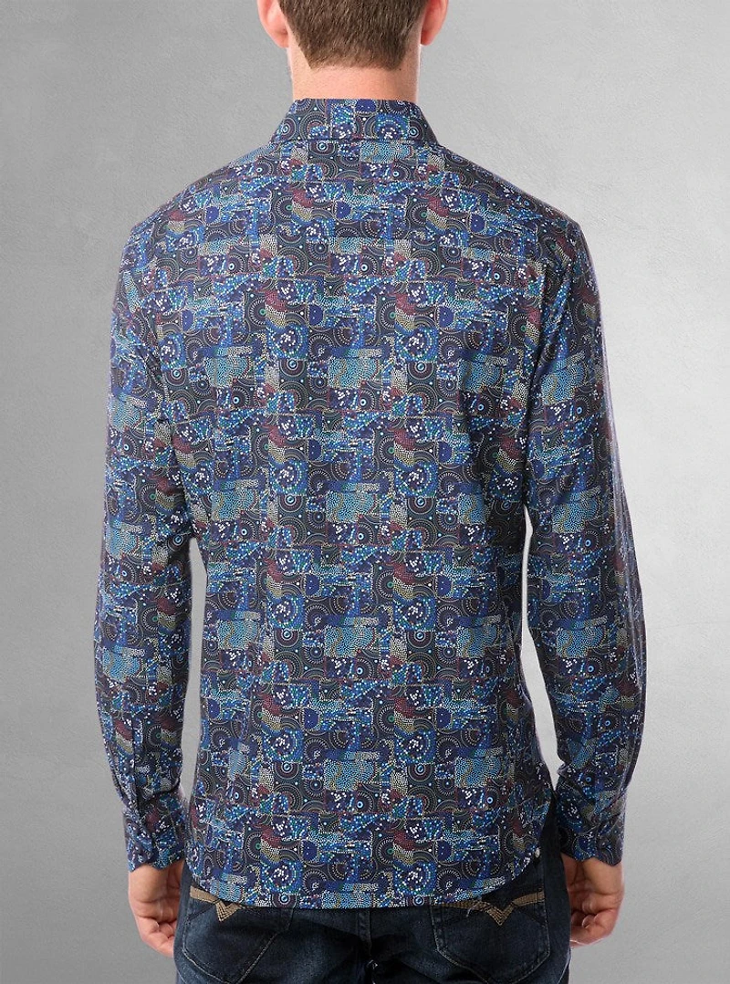 Chemise décontractée à manches longues en stretch pour hommes