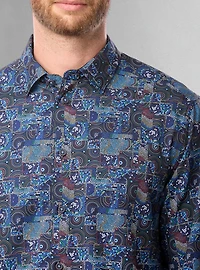 Chemise décontractée à manches longues en stretch pour hommes