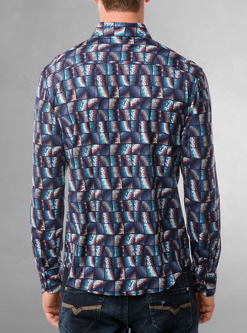 Chemise décontractée à manches longues en stretch pour hommes