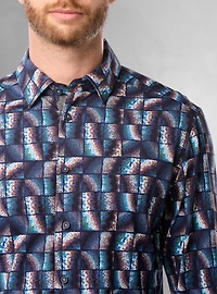 Chemise décontractée à manches longues en stretch pour hommes