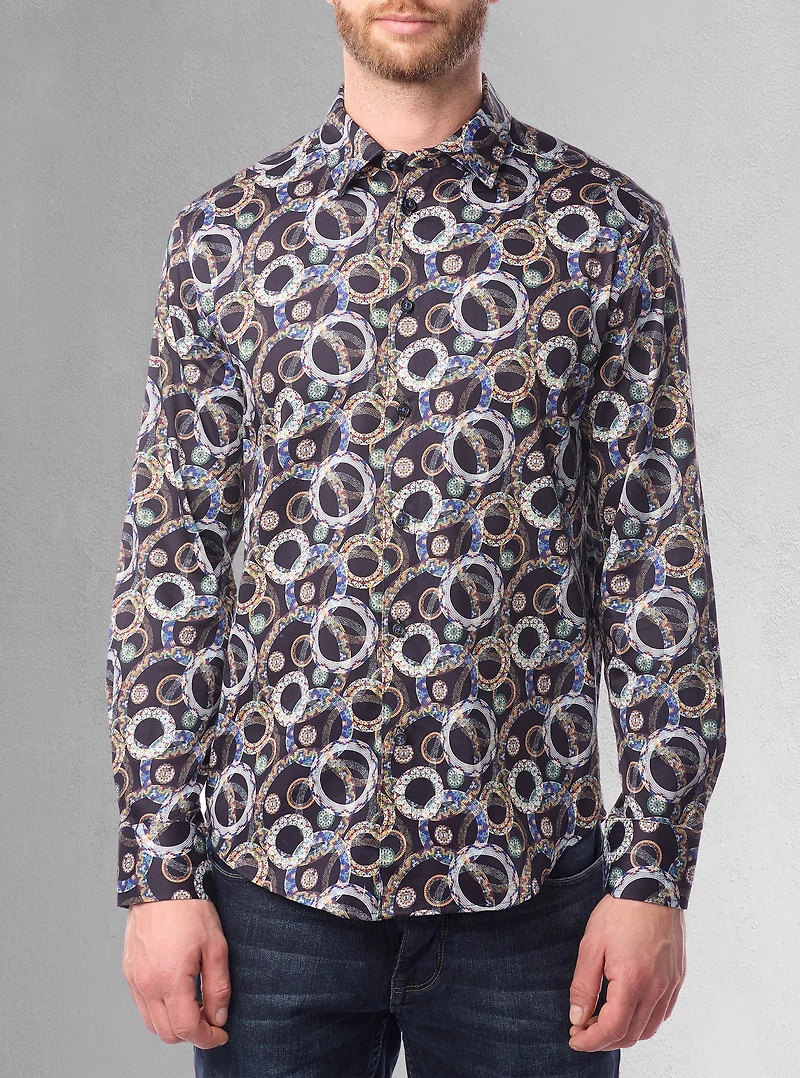 Chemise décontractée à manches longues en stretch pour hommes