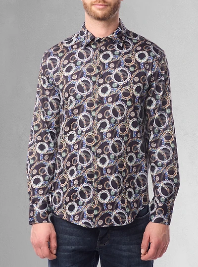 Chemise décontractée à manches longues en stretch pour hommes