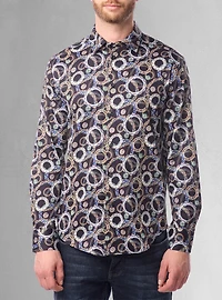 Chemise décontractée à manches longues en stretch pour hommes