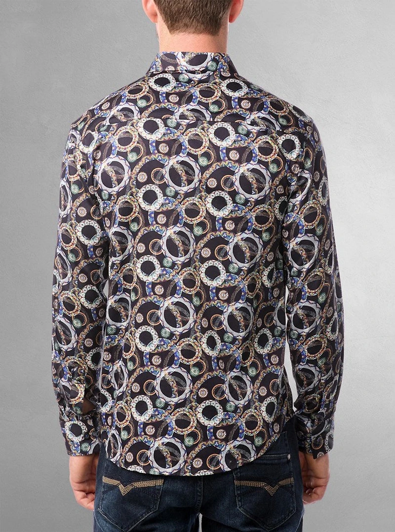 Chemise décontractée à manches longues en stretch pour hommes