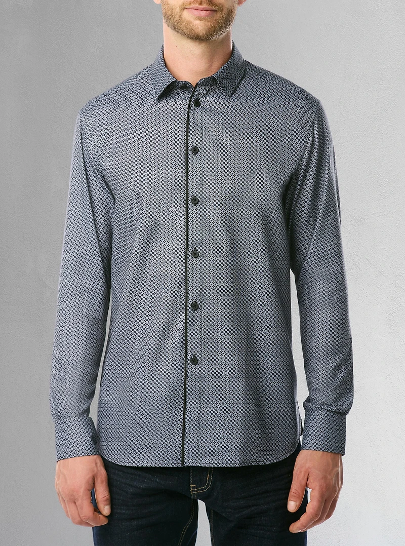 Chemise décontractée à manches longues en stretch pour hommes