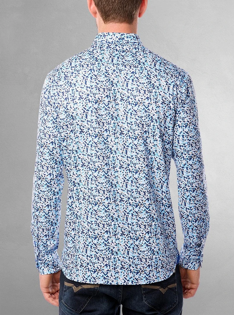 Chemise décontractée à manches longues en stretch pour hommes