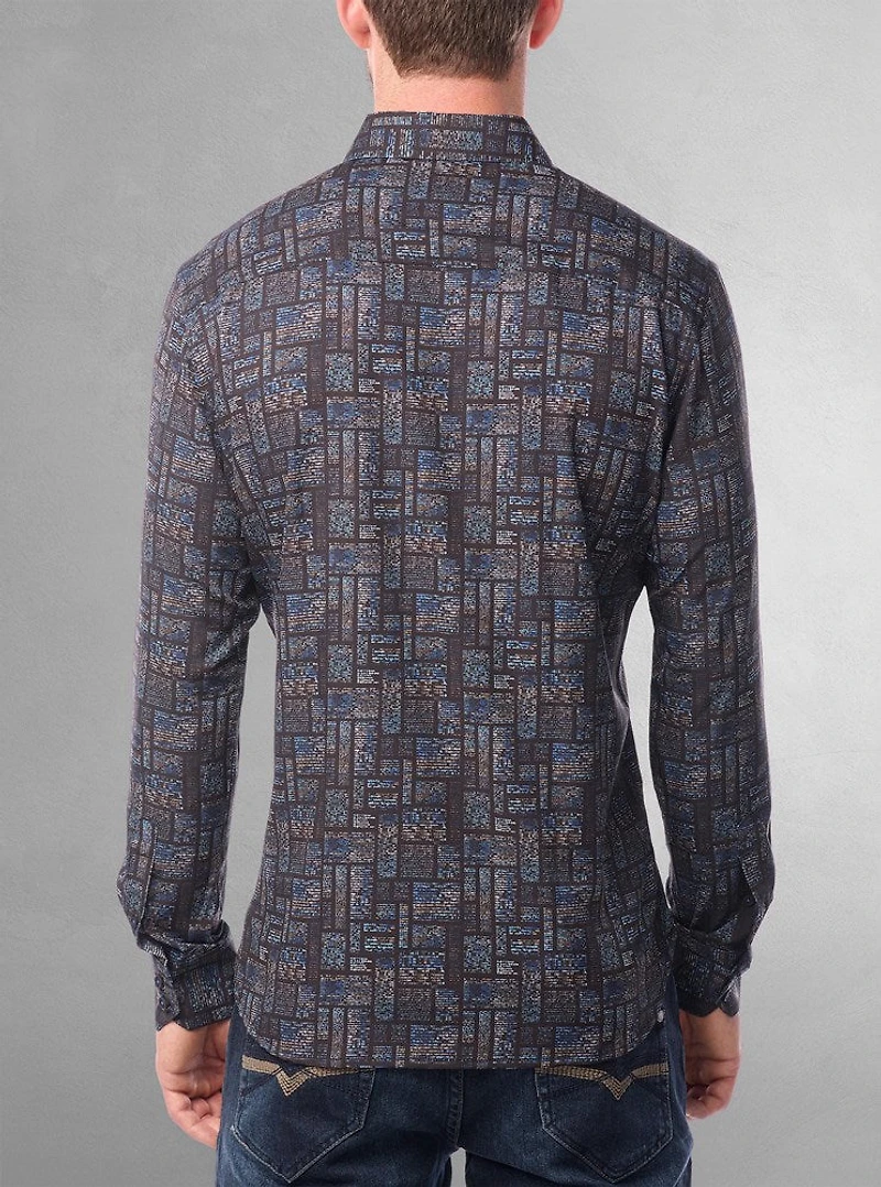 Chemise décontractée à manches longues en stretch pour hommes