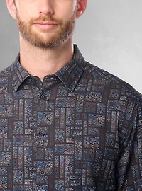 Chemise décontractée à manches longues en stretch pour hommes